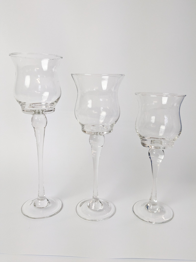 Talpas üveg gyertyatartó pohár (3 különböző méret)